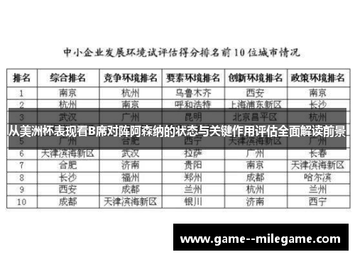 从美洲杯表现看B席对阵阿森纳的状态与关键作用评估全面解读前景